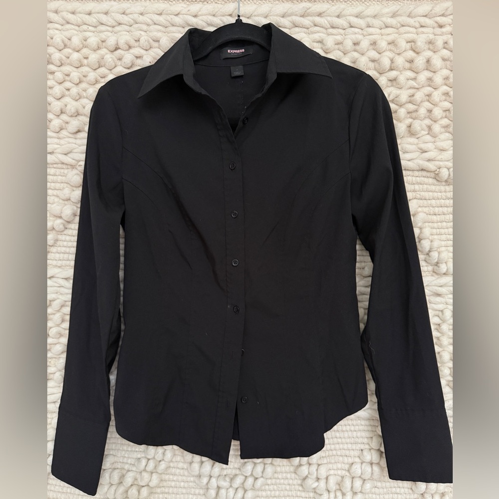 Express Women's Black Button Down Stretch Shirt